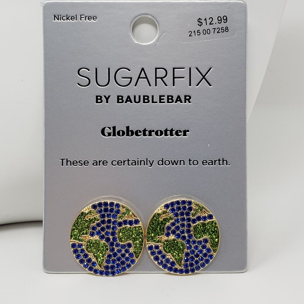 NWT Sugarfix by Baublebar Globetrotter Post Gold-Tone Blue Green Earrings Women
